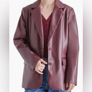 Steve Madden Burgundy Faux Leather Jacket Blazer